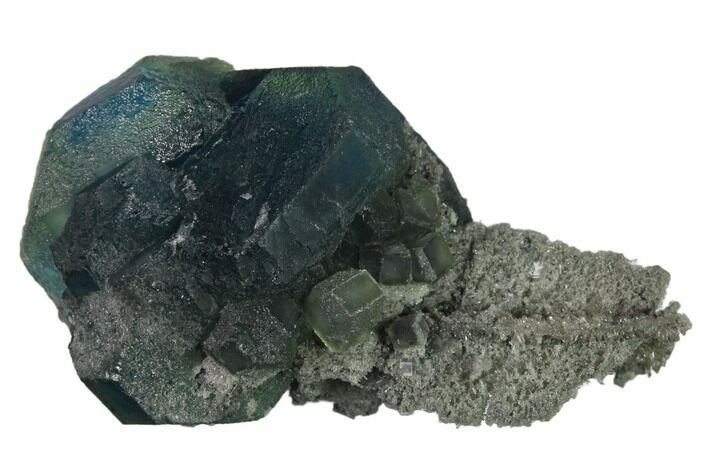 Blue-Green Fluorite on Sparkling Quartz - China #137643